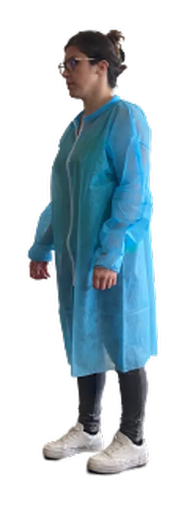 Blouse plp 30 gr/m²bleue glissiere /elastique (carton de 50)