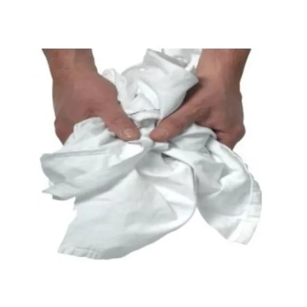 Carton de 10 kg de chiffons blancs recyclés en drap coton
