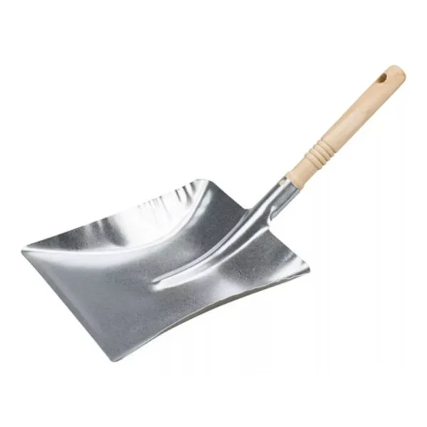 Pelle à poussière en métal galvanisé avec manche en bois