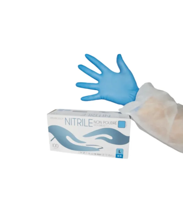 gants nitrile bleu non poudrés