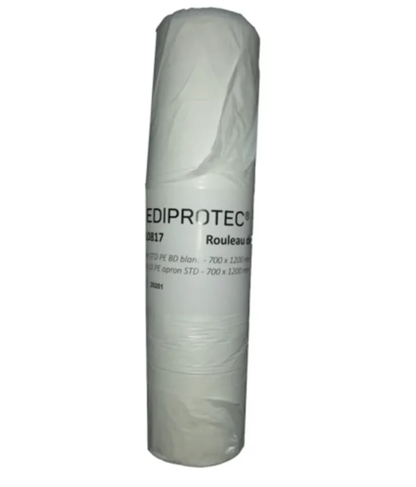 Tablier polyethylene pe-bd blanc en  5 rouleau 20 µ700 x 1200 mm