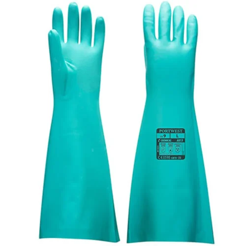 Gant a813 nitrile vert extra-long 48cm prot chimique (sachet de 12)