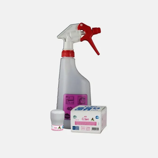Kit-demarrage-detergent-detartrant-desodorisant-desinfectant Starter kit demarage poltech 4d sanitaires (4 spray + 4 cap's)