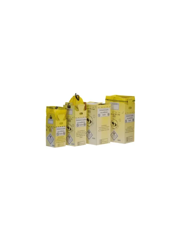Caisse carton DASRI 50 L – Sac avec lien coulissant intégré – Lot de 10