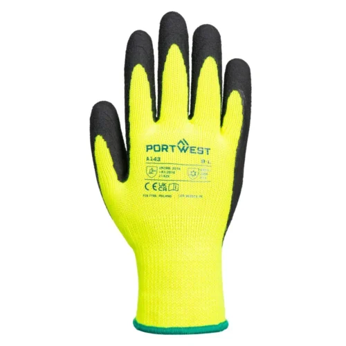 Gants thermiques Portwest Soft Grip jaune et noir