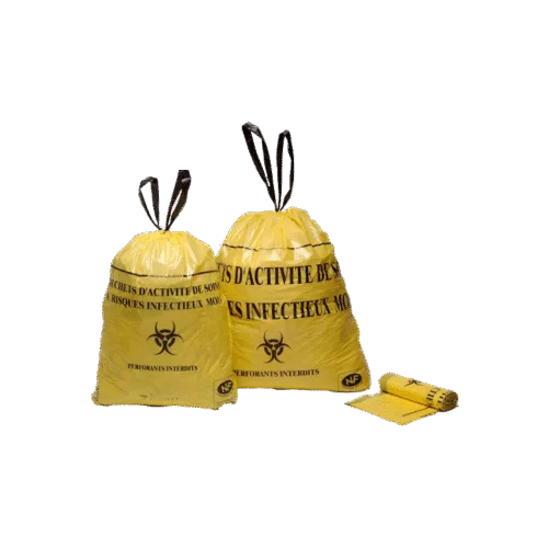 Sacs DASRI jaunes 15 L – lien coulissant 400×350 mm – Carton 500