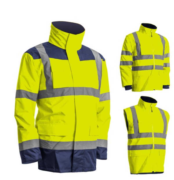Parka Kanata 4en1 - 100%PES et Doublure taffetas - HV Marine Avec veste intérieur manches amovibles + Doublure polaire 280g/m2