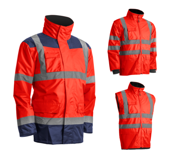 Parka Kanata 4en1 - 100%PES et Doublure taffetas - HV Marine Avec veste intérieur manches amovibles + Doublure polaire 280g/m2