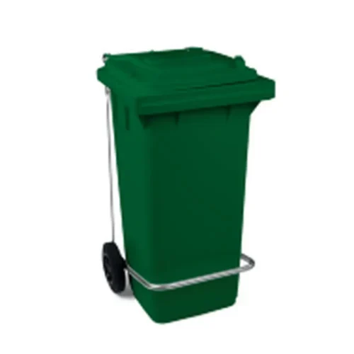 Container pp 120 l couvercle avec roues et pedale vert