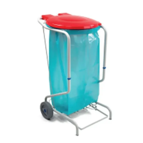 Chariot porte sac 110-130l metal rilsan couvercle pedale
