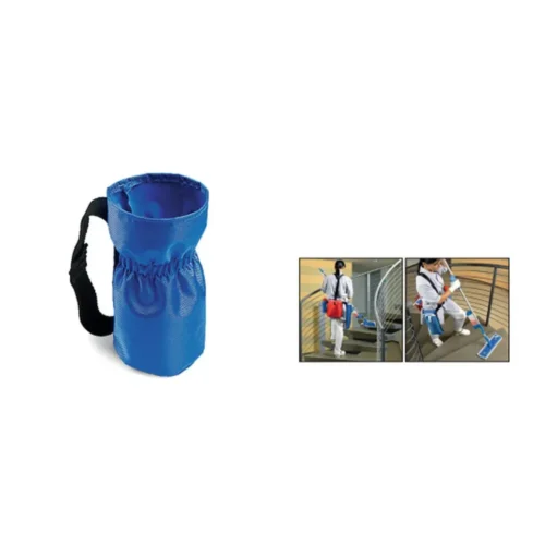 Porte flacon toile plastifiee bleu systeme unilav
